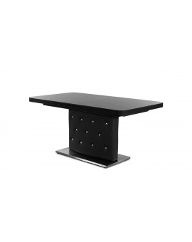 Table Keno noire Pied PVC plateau Verre trempé extensible