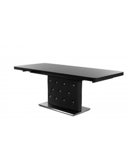 Table Keno noire Pied PVC plateau Verre trempé extensible