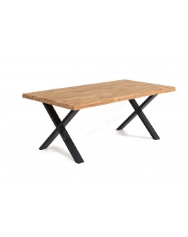 Table - chêne huilé / Pieds en X Allu noir 300/100cm