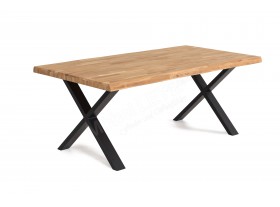 Table - chêne huilé / Pieds en X Allu noir 300/100cm