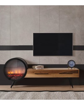 Meuble TV Aura Wooden Fire Display Walnut